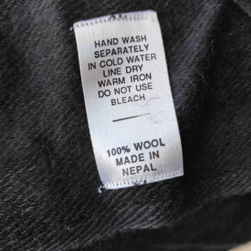 Handmade Oversized Black Wool Wrap | Artisan Made in Nepal | 86” x 28”